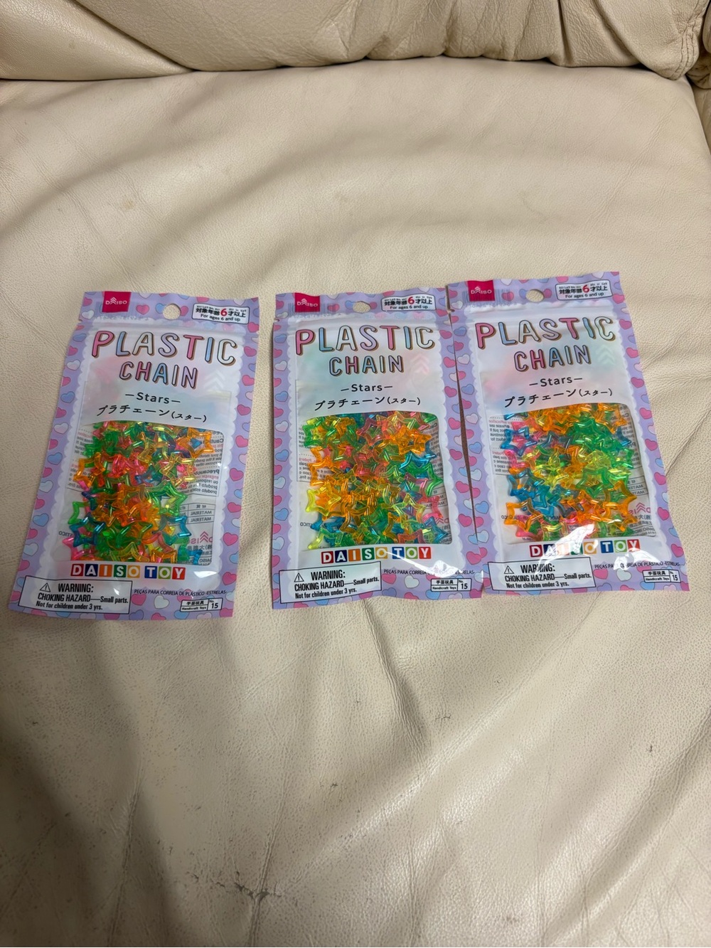 NEW Set of 3 Daiso Plastic Star Chain Y2K